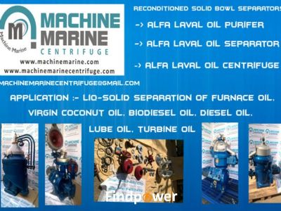 ALFA LAVAL OIL PURIFIER SEPARATORS CENTRIFUGE MACHINE MARINE CENTRIFUGE MODEL MAB-103, MAB-205, MAB-206, MAPX-207, MOPX-207, WHPX-510,