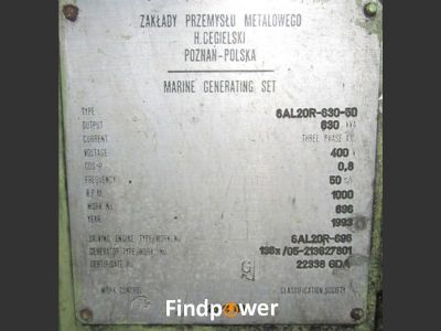 for Sale : Sulzer 6AL20R  Diesel Generator