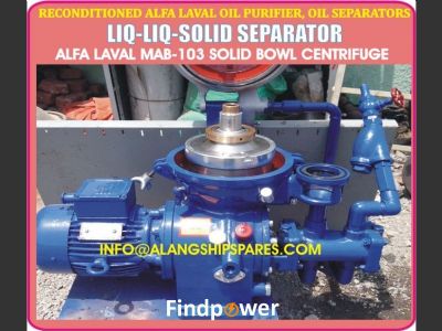 For Sale: Reconditioned Alfa Laval centrifugal separators, oil purifier MAB-103, MAB-104, MAB-204, MAB-205, MAB-206