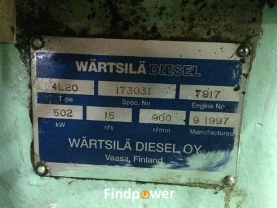 FOR SALE:WARTSILA 6R22/26 & WARTSILA 4L20 DIESEL ENGINE