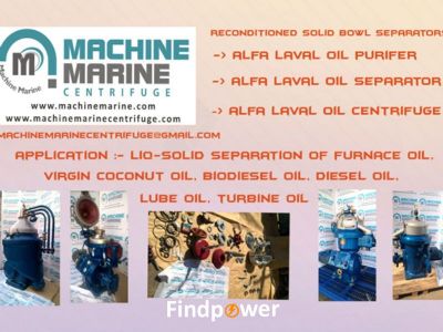 RECONDITIONED ALFA LAVAL OIL PURIFIER MAB-103, MAB-205, MAB-206, MAPX-207, MOPX-207, WHPX-510,