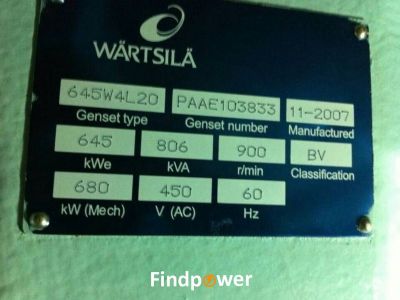 WARTILS 645W4L20 DIESEL GENSETS FOR SALE